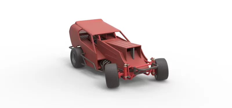 Vintage Dirt Modified stock car Version 4 while turning 1:25 - Model preview 26