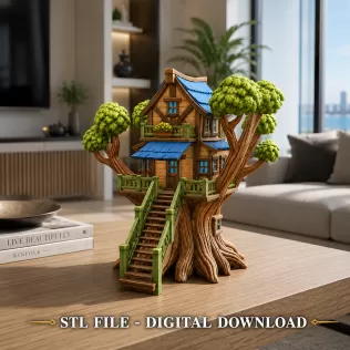 Fantasy Treehouse STL File for 3D Print - Model thumbnail 2