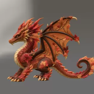 Autumn Ember Dragon STL File for 3D Print - Model thumbnail 7