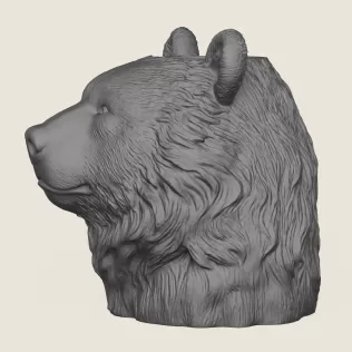 Bear Head Vase Print Ready 3D Model - Model thumbnail 4