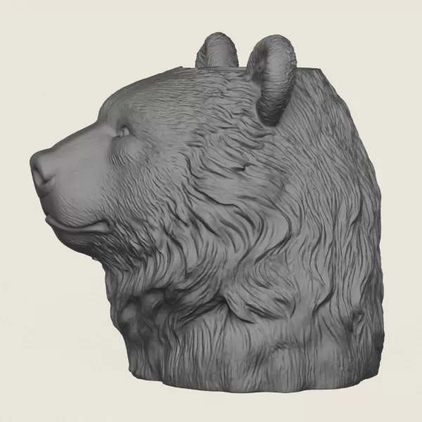 Bear Head Vase Print Ready 3D Model - Model preview 4