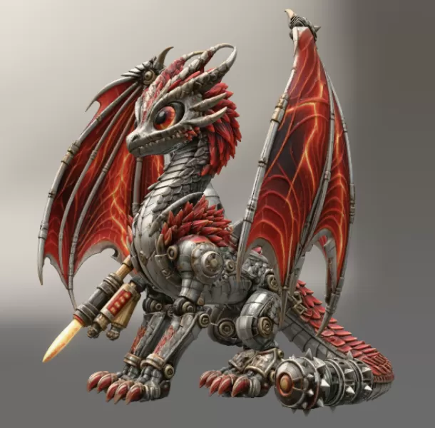 Mechanical Inferno Dragon STL File for 3D Print - Model preview 8