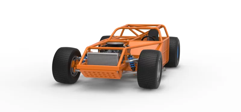 Vintage Dirt late model Race car Base Version 4 Scale 1:25 - Model preview 5