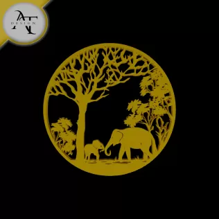 Elephants - Silhouette - 2D Wall Art Decor
