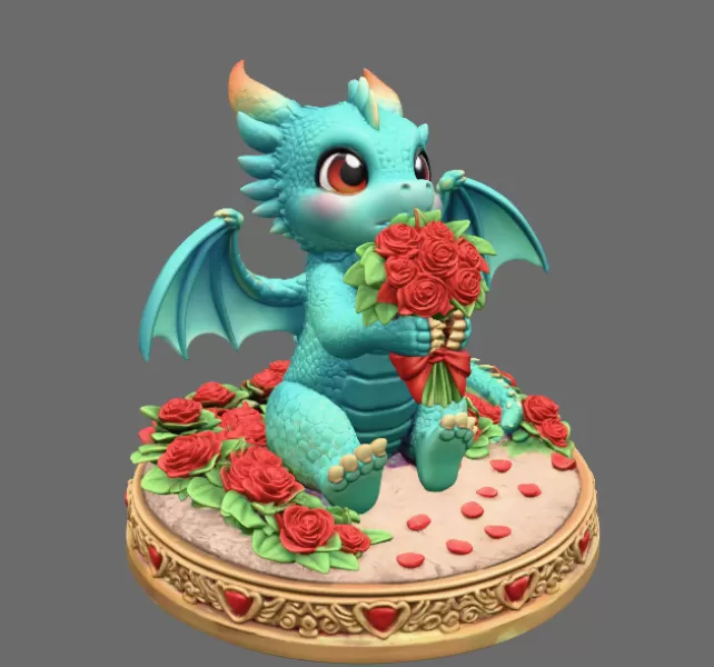 Romantic Dragon STL File for 3D Print - Model preview 7