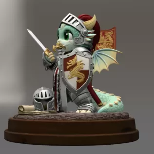 Cute Fantasy Warrior Dragon STL File for 3D Printing - Model thumbnail 4