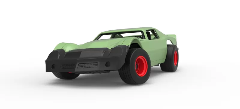 Vintage Dirt late model Race car Version 3 while turning 1:25 - Model preview 6
