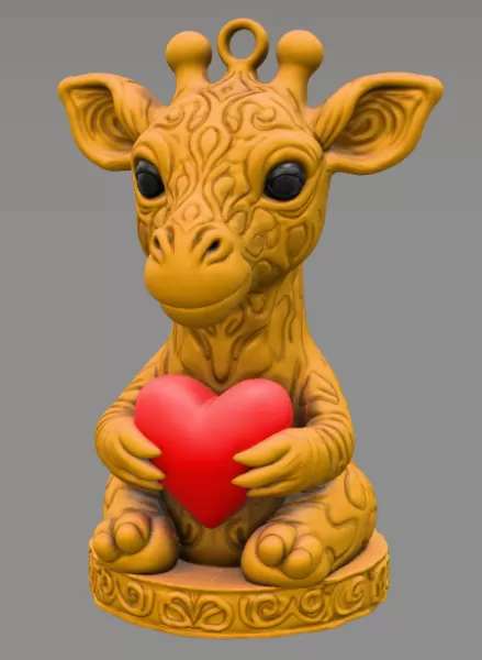 Giraffe with Heart – STL File | Digital Download - Model preview 3