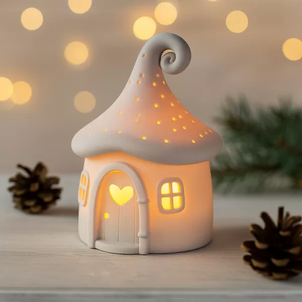 Mushroom House Candle Holder | Magical Christmas Decor | Cozy - Model preview 1