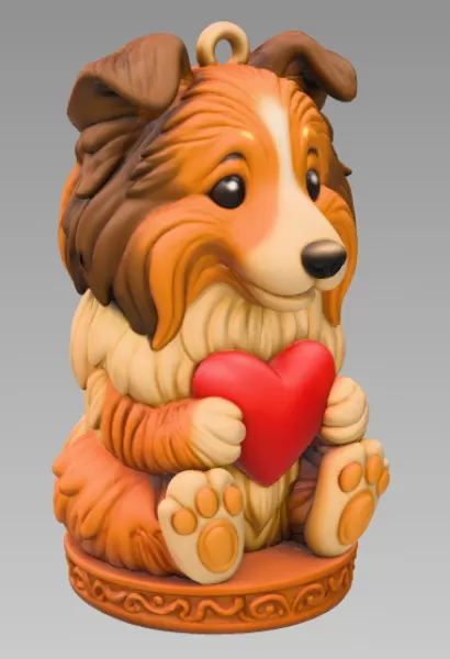Cute Dog STL File – 3D Printable Valentine Figurine - Model preview 5