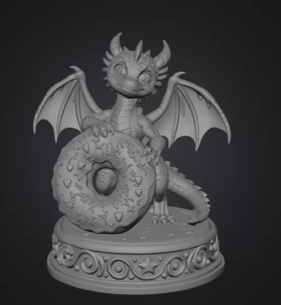 Sweet Donut Dragon STL File for 3D Print - Model preview 9