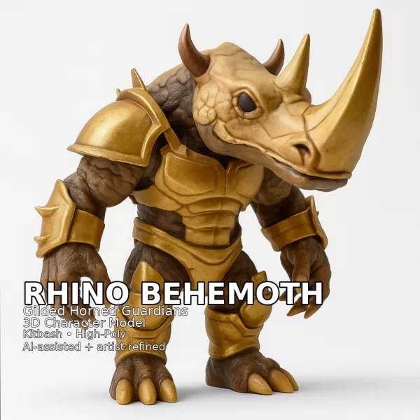 Golden Beast Guardians – Gilded Horned Character Pack (10 Models - Model preview 14