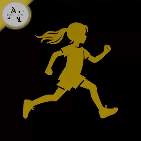 Child Run - Silhouette - 2D Wall Art Decor - Model preview 1