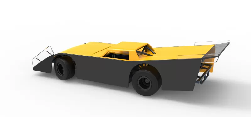 Vintage Dirt late model Race car V5 while turning Scale 1:25 - Model preview 12