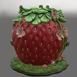 Strawberry Fairy Cottage STL File 3D Printable - Model thumbnail 5