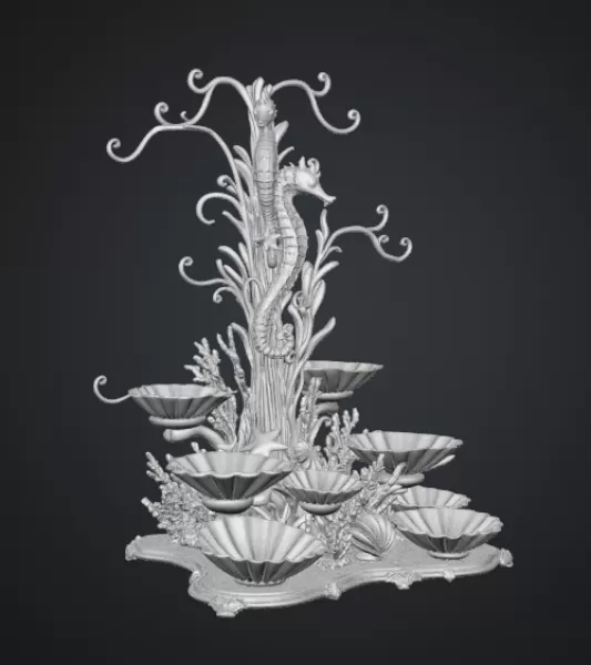 Seahorse Coral Shell Bowl Organizer STL File for 3D Print - Model preview 16
