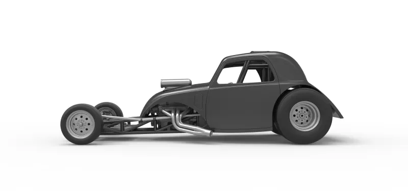 Front engine old school dragster with shell V11 Scale 1:25 - Model preview 9