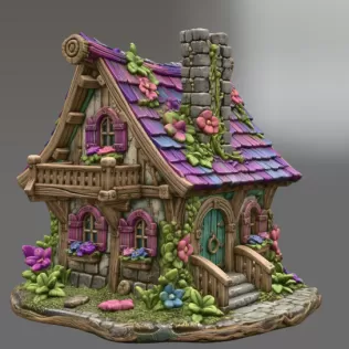 Enchanted Bloom Cottage STL File for 3D Printing - Model thumbnail 4