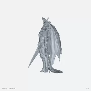 Winged Horned Warrior Statue - STL - Model thumbnail 3