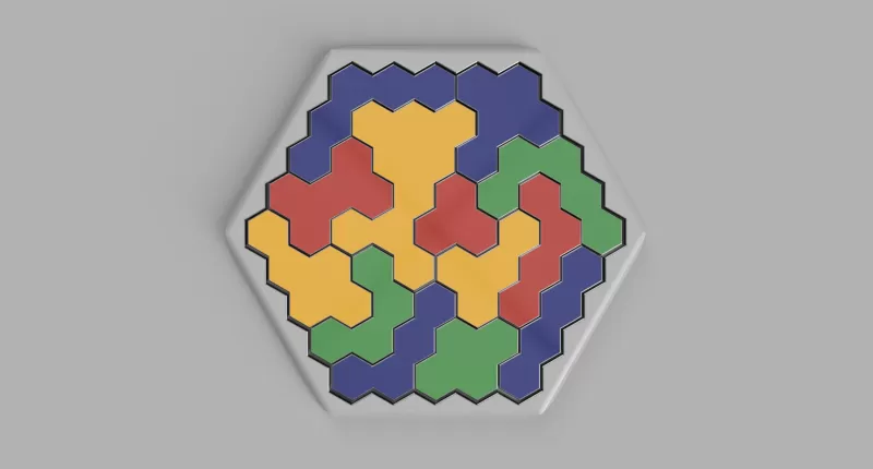 Hexagon Board Puzzle - Shape Fitting Board Game for kids - Model preview 1