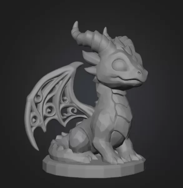 Cute Fantasy Smaragd Dragon – STL File 3D Printable Dragon - Model preview 11