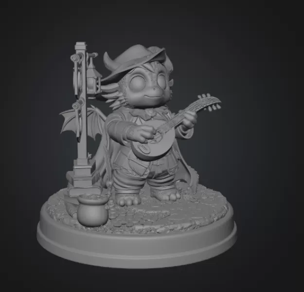 Mystic Bard Dragon STL File for 3D Printing - Model preview 13