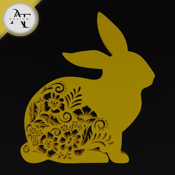 Easter bunny - Silhouette - 2D Wall Art Decor - Model preview 1