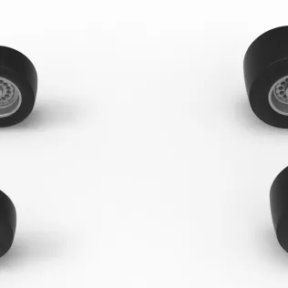 Wheel Set of Vintage Pavement Silver Crown Car Scale 1:25 - Model thumbnail 5