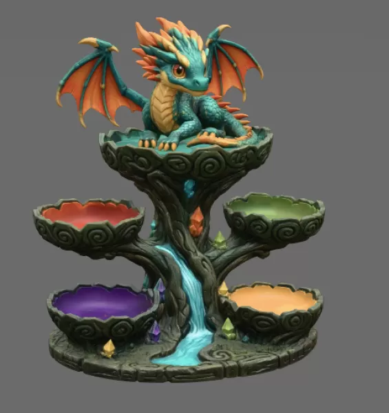 Baby Dragon Organizer Tree STL File for 3D Print - Model preview 7