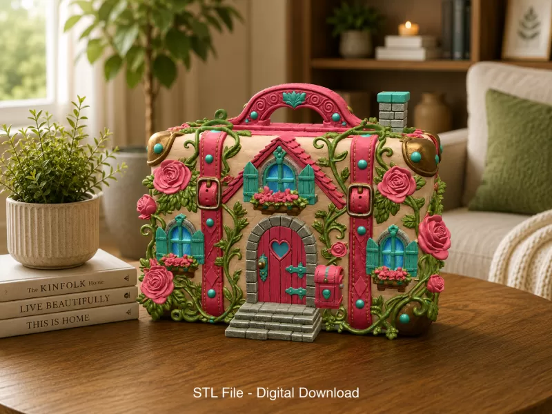 Fantasy Suitcase House STL File for 3D Print - Model preview 1