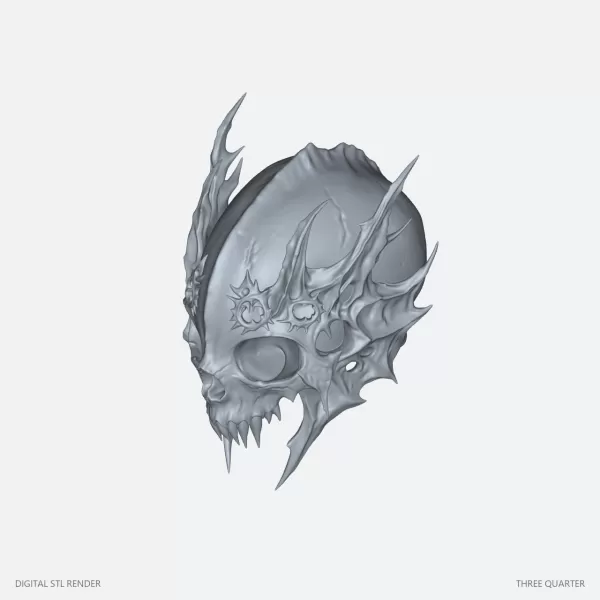 Crowned Skull Dark Fantasy - STL - Model preview 2