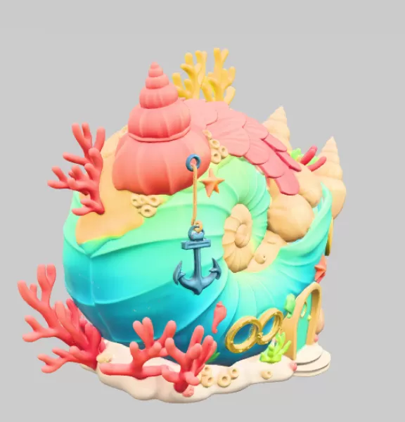 Ocean Shell House – STL File for 3D Printing - Model preview 9