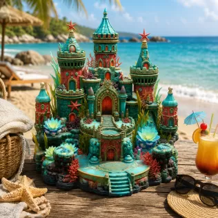 Coral Kingdom Fantasy Castle STL File for 3D Print