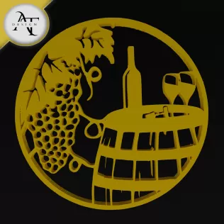 Wine and barrel - Silhouette - 2D Wall Art Decor