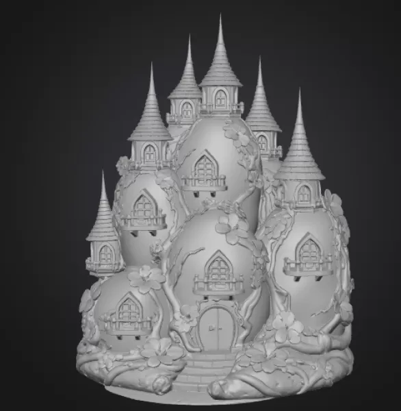 Fantasy Egg Castle STL File– 3D Printable Easter Decoration - Model preview 7