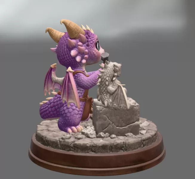 Cute Dragon Sculptor STL File for 3D Printing - Model preview 6