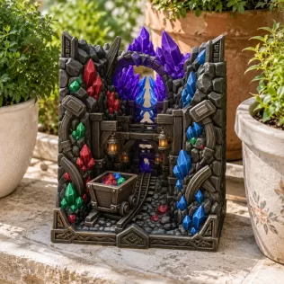Fantasy Mining Tunnel Book Nook STL File for 3D Print - Model thumbnail 4