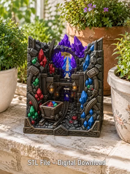 Fantasy Mining Tunnel Book Nook STL File for 3D Print - Model preview 4