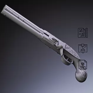 Double Barrel Flintlock Pistol #RoZ - Model thumbnail 2