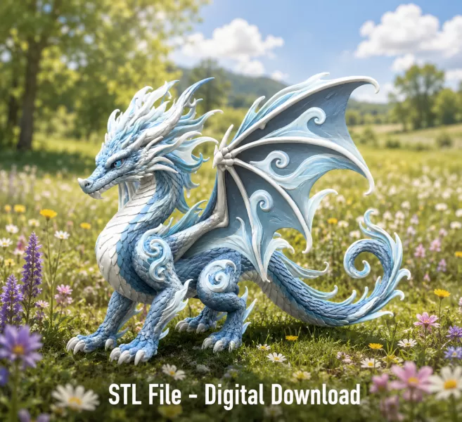 Ocean Breeze Dragon STL File for 3D Print - Model preview 3