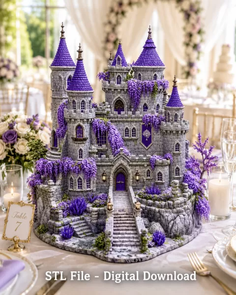Lavender Bloom Castle STL File for 3D Print - Model preview 1