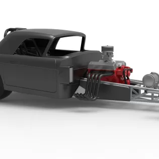 Front engine old school dragster with shell V12 Scale 1:25 - Model thumbnail 21