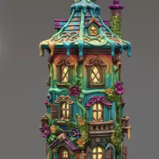 Fantasy Tower Lantern House STL File for 3D Print - Model thumbnail 6