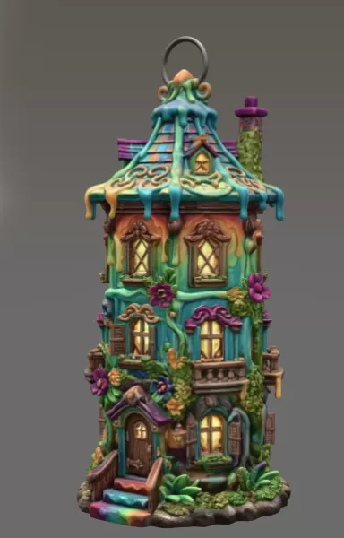 Fantasy Tower Lantern House STL File for 3D Print - Model preview 6