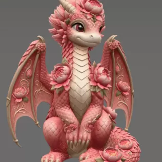Rosé Bloom Dragon STL File for 3D Print - Model thumbnail 13