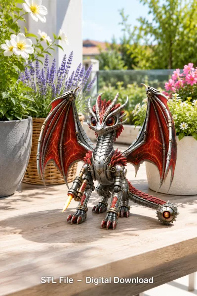 Mechanical Inferno Dragon STL File for 3D Print - Model preview 5