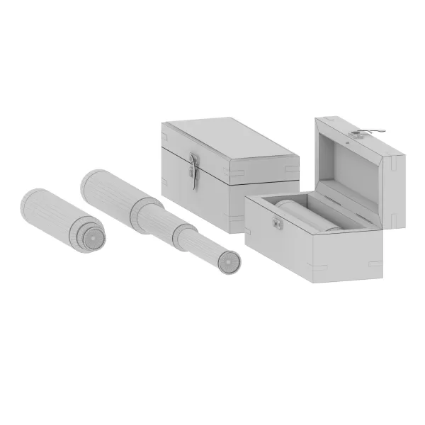 A telescope in a wooden case - Model preview 4