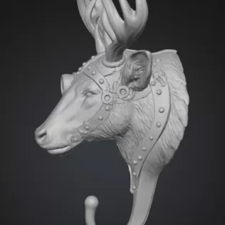 Steampunk Deer/Moose Wall Hook (High-Detail) - Model thumbnail 4
