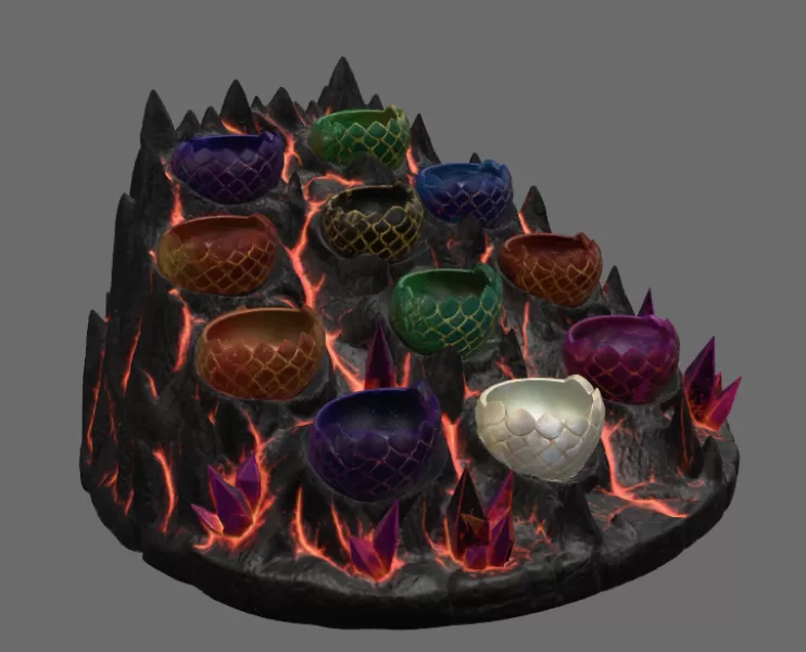 Volcanic Dragon Egg Mountain Organizer STL File for 3D Print - Model preview 11