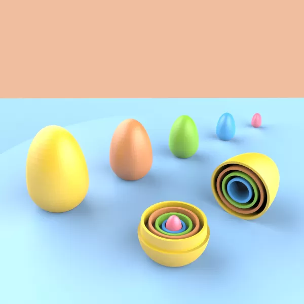 Easter Matryoshka Eggs, 5 Eggs - 10 pcs. Set, Easter Egg Gift - Model preview 2